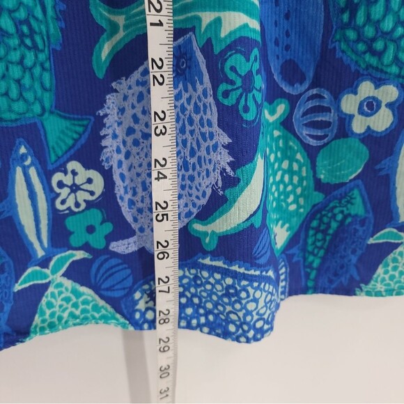 Talbots The Classic Casual Popover Top Under The Sea Print Aquatic Blue Womens M - Picture 15 of 15